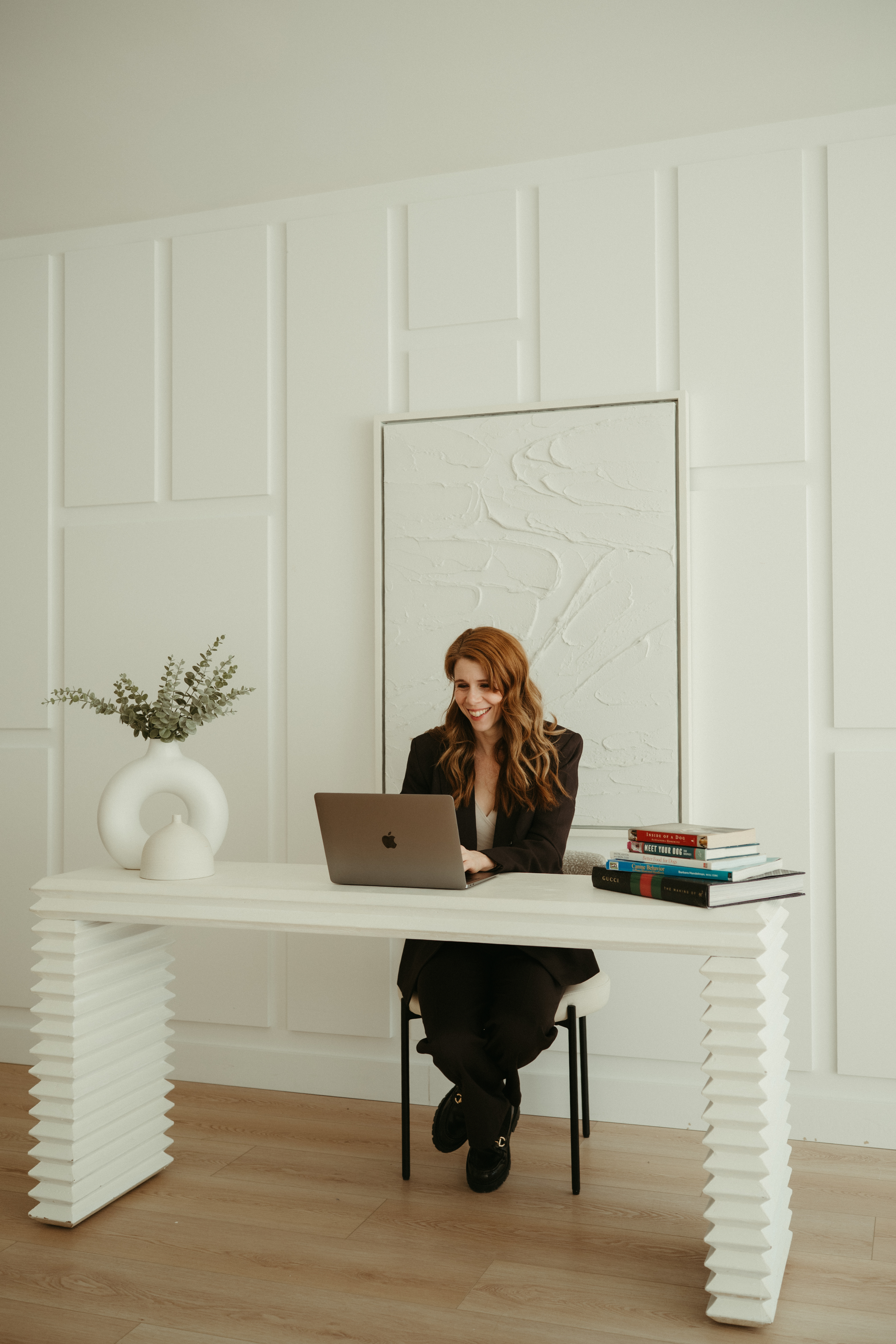 Lisa Large at her desk
